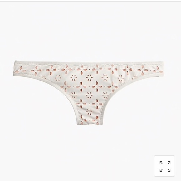 J Crew Lowrider bikini bottom in laser-cut eyelet Ivory Blush XXL H8244 - Picture 1 of 2